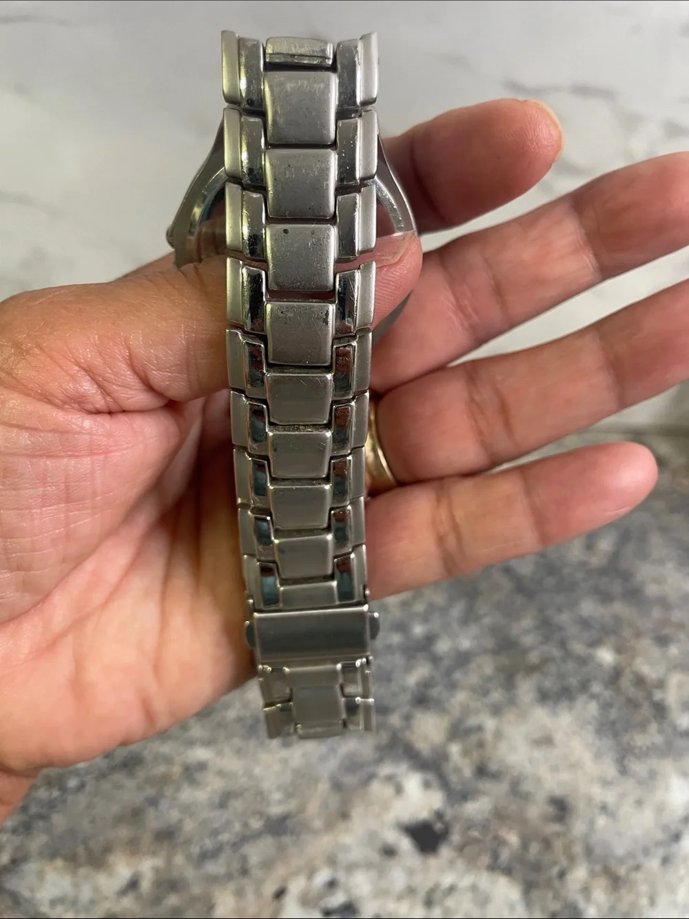 Geneva Silver Bracelet Watch with Blue Dial